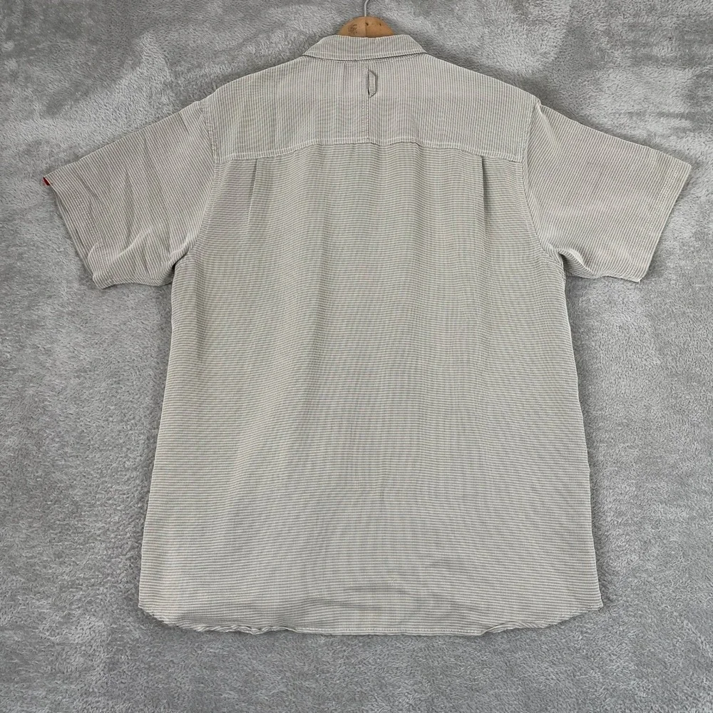 The North Face Shirt Mens Large Tan Micro Check Modal Blend Hiking Outdoors